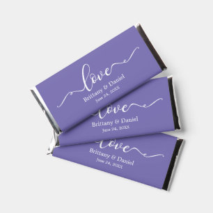 Modern Elegant Calligraphy Love Wedding Periwinkle Hershey Bar Favors
