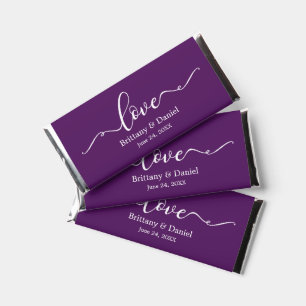 Modern Elegant Calligraphy Love Wedding Purple Hershey Bar Favors