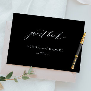 Modern elegant calligraphy minimalist wedding guest book