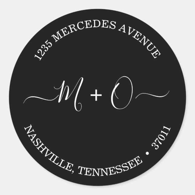 Modern Elegant Calligraphy Monogram Classic Round Sticker (Front)