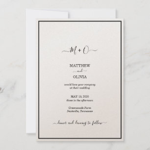 Modern Elegant Calligraphy Monogram Wedding Announcement