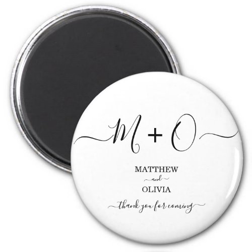 Modern Elegant Calligraphy Monogram Wedding Magnet