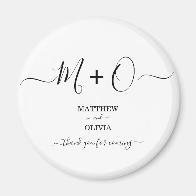Modern Elegant Calligraphy Monogram Wedding Magnet (Front)
