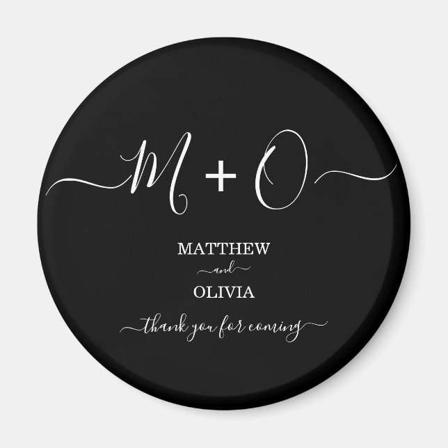 Modern Elegant Calligraphy Monogram Wedding Magnet (Front)