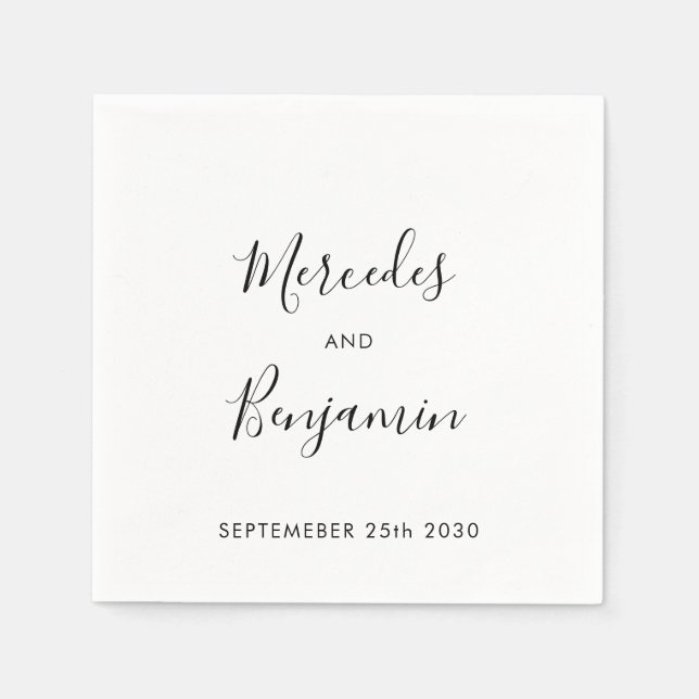 Modern Elegant Calligraphy Personalized Wedding Napkins (Front)