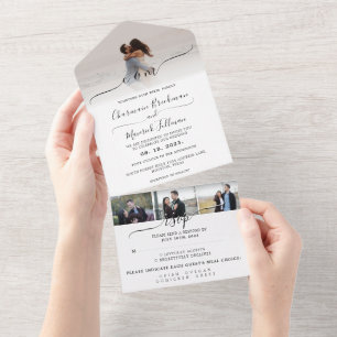 Modern Elegant Calligraphy   Photo RSVP  Wedding All In One Invitation