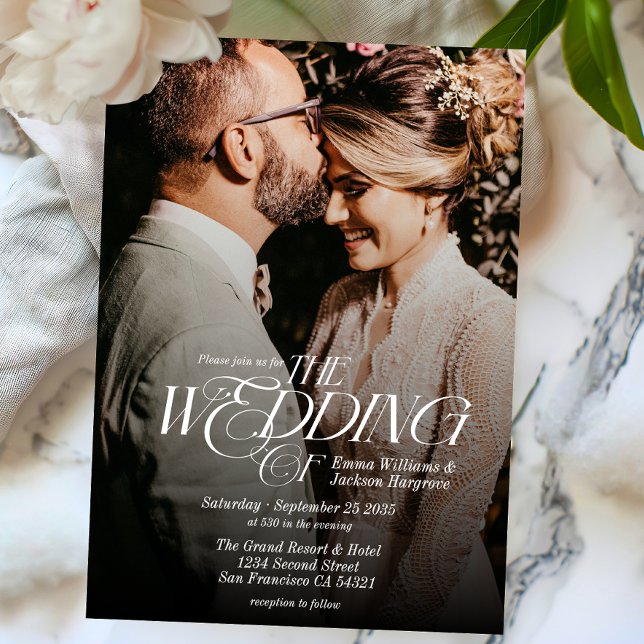 Modern Elegant Calligraphy Photo Wedding    Invitation (Creator Uploaded)