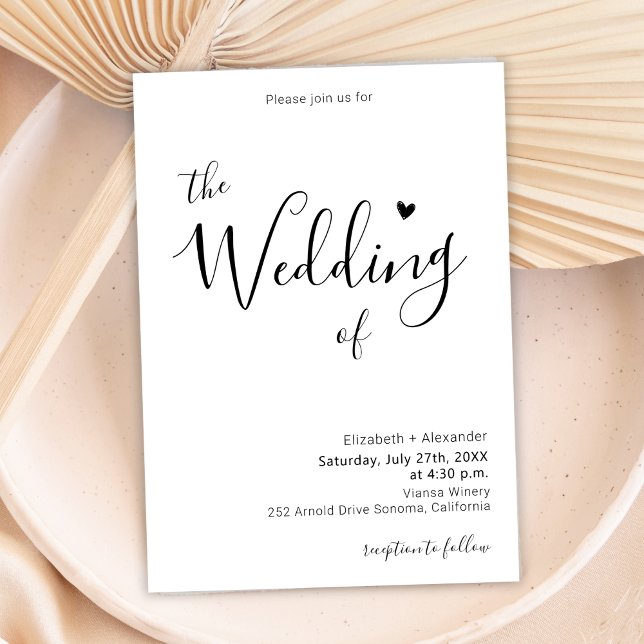 Modern Elegant Calligraphy Script Heart Wedding  Invitation (Creator Uploaded)
