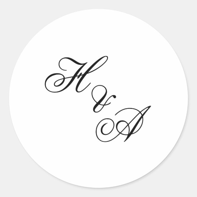 Modern Elegant Calligraphy Script Monogram Wedding Classic Round Sticker (Front)