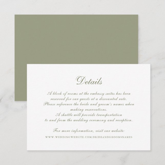 Modern Elegant Calligraphy Script Wedding Details Invitation (Front/Back)