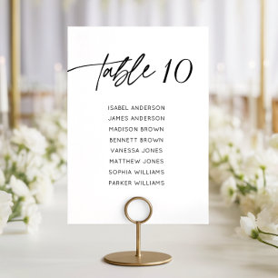 Modern Elegant Calligraphy Script Wedding Seating Table Number