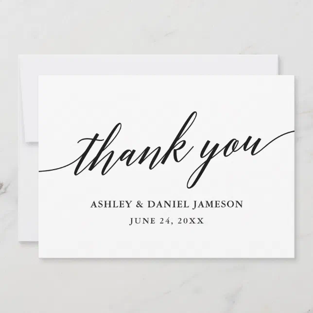 Modern Elegant Calligraphy Script Wedding Thank You Card | Zazzle