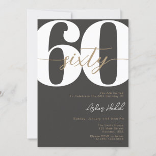 Modern Elegant Calligraphy SIXTY 60th Birthday  Invitation