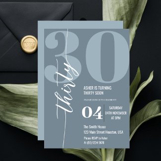 Modern Elegant Calligraphy Thirty 30th Birthday 