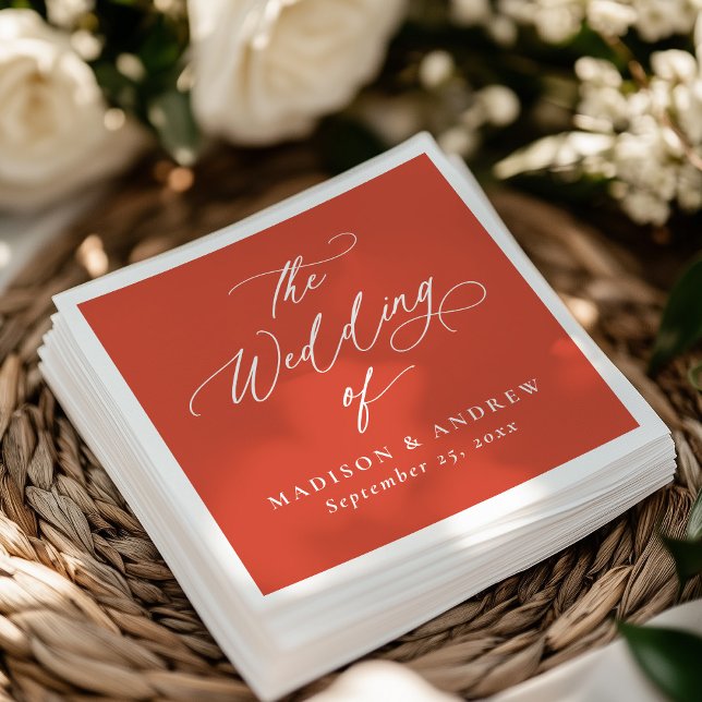 Modern Elegant Calligraphy Verona Sunset Wedding Napkins (Creator Uploaded)