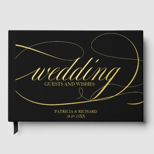 Modern Elegant Calligraphy Wedding Foil Guest Book