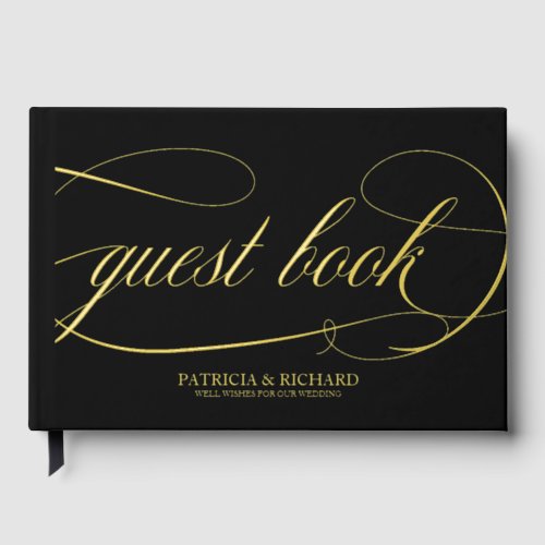 Modern Elegant Calligraphy Wedding Foil Guest Book