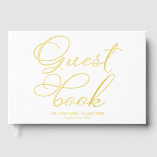 Modern Elegant Calligraphy Wedding Foil Guest Book