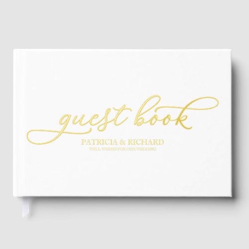 Modern Elegant Calligraphy Wedding Foil Guest Book