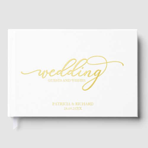 Modern Elegant Calligraphy Wedding Foil Guest Book