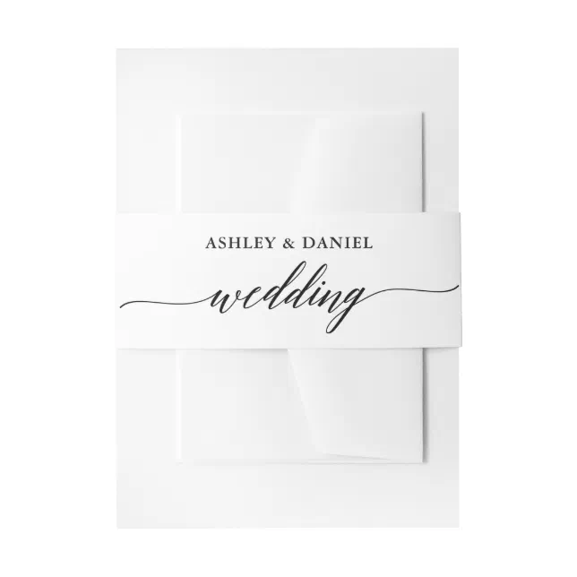 Modern Elegant Calligraphy Wedding Invitation Belly Band Zazzle