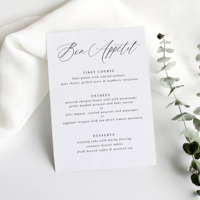 Modern Elegant Calligraphy Wedding Menu (Creator Uploaded)