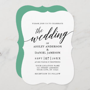 Modern Elegant Calligraphy Wedding Neo Mint Invitation