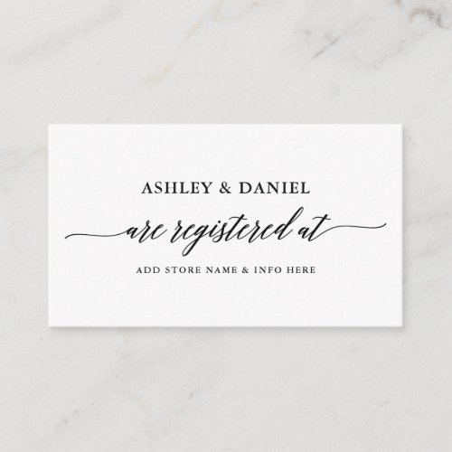 Modern Elegant Calligraphy Wedding Registry Enclosure Card