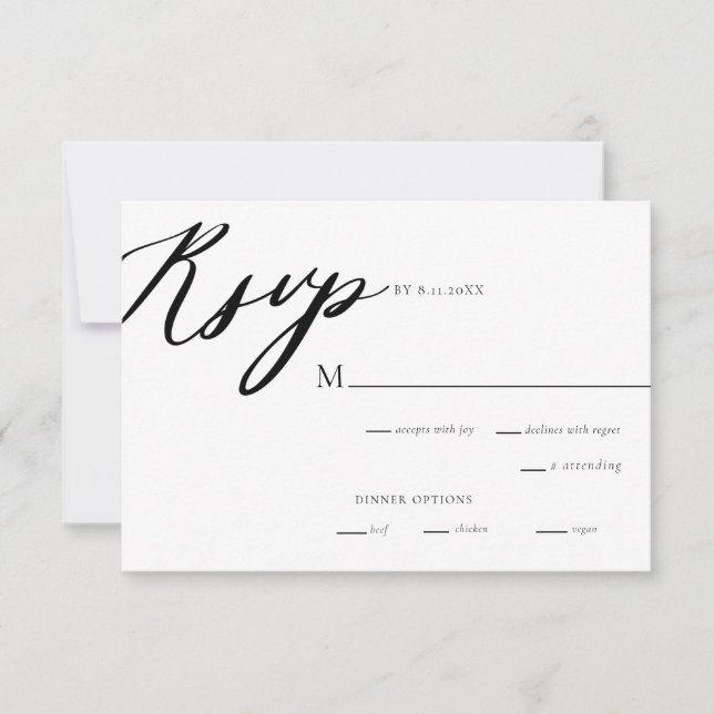 Modern Elegant Calligraphy Wedding RSVP Card (Front)