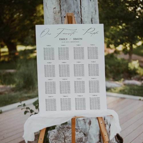 Modern Elegant Calligraphy Wedding Seating Chart  Foam Board