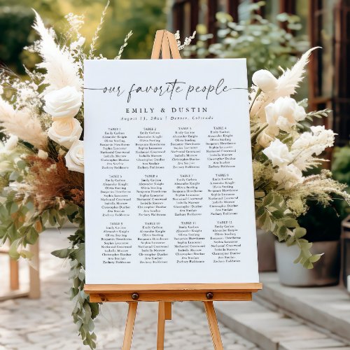 Modern Elegant Calligraphy Wedding Seating Chart Foam Board