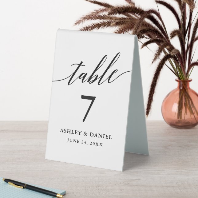 Modern Elegant Calligraphy Wedding Table Number Tent (In SItu (Table))