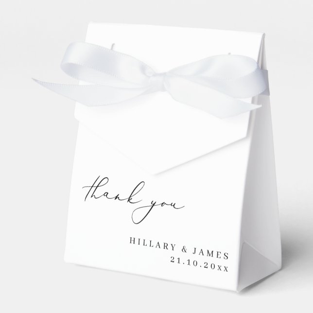 Modern Elegant Calligraphy Wedding thank you Favor Boxes (Front Side)