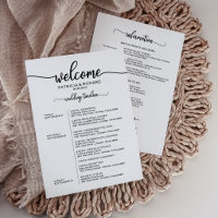 Modern Elegant Calligraphy Wedding Weekend Agenda