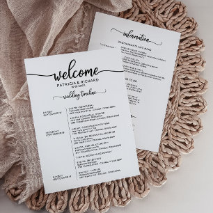 Modern Elegant Calligraphy Wedding Weekend Agenda Invitation