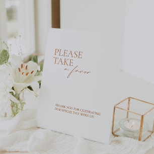 Modern Elegant Calligraphy White Favors Pedestal Sign