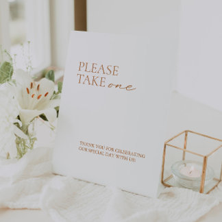 Modern Elegant Calligraphy White Favors Pedestal Sign