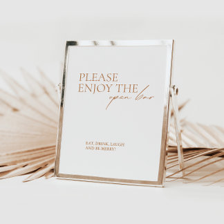 Modern Elegant Calligraphy White Open Bar Sign