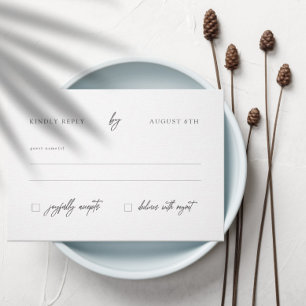 Modern Elegant Calligraphy White Wedding RSVP Card