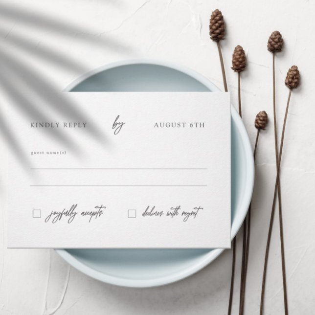 Modern Elegant Calligraphy White Wedding RSVP Card (Creator Uploaded)