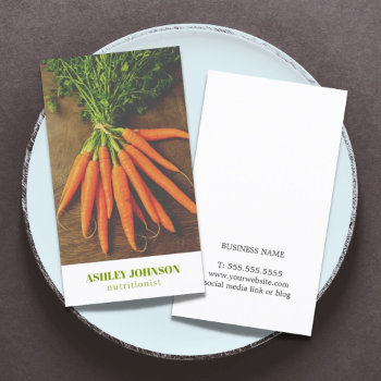 Modern Elegant Carrots Photo Nutritionist Business Card by pro_business_card at Zazzle