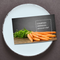 Modern Elegant Carrots Photo Personal Chef Business Card