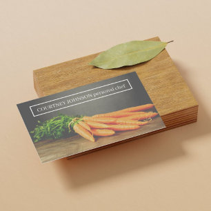 Modern Elegant Carrots Photo Personal Chef Business Card