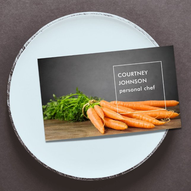 Modern Elegant Carrots Photo Personal Chef Business Card (Creator Uploaded)