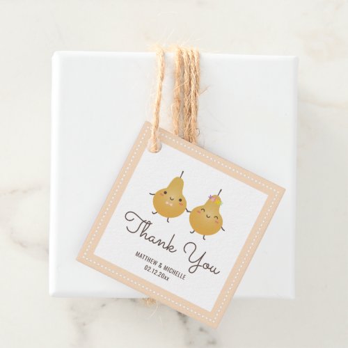 Modern Elegant Cartoon Couple Wedding Thank You Favor Tags