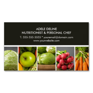 Modern Elegant Catering Chef Nutritionist Magnetic Business Card