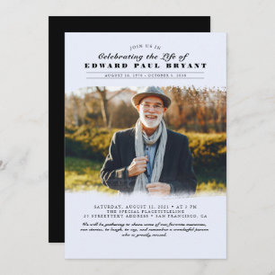Modern Elegant Celebration of Life Funeral Photo Invitation