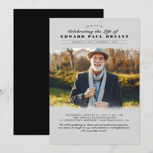 Modern Elegant Celebration of Life Funeral Photo Invitation