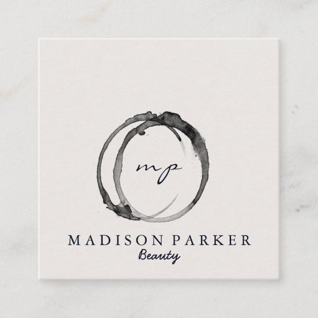 Modern Elegant Champagne Abstract Beauty Stylist Square Business Card (Front)