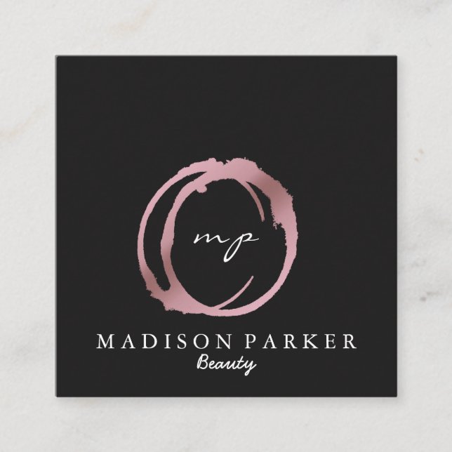 Modern Elegant Champagne Abstract Beauty Stylist Square Business Card (Front)
